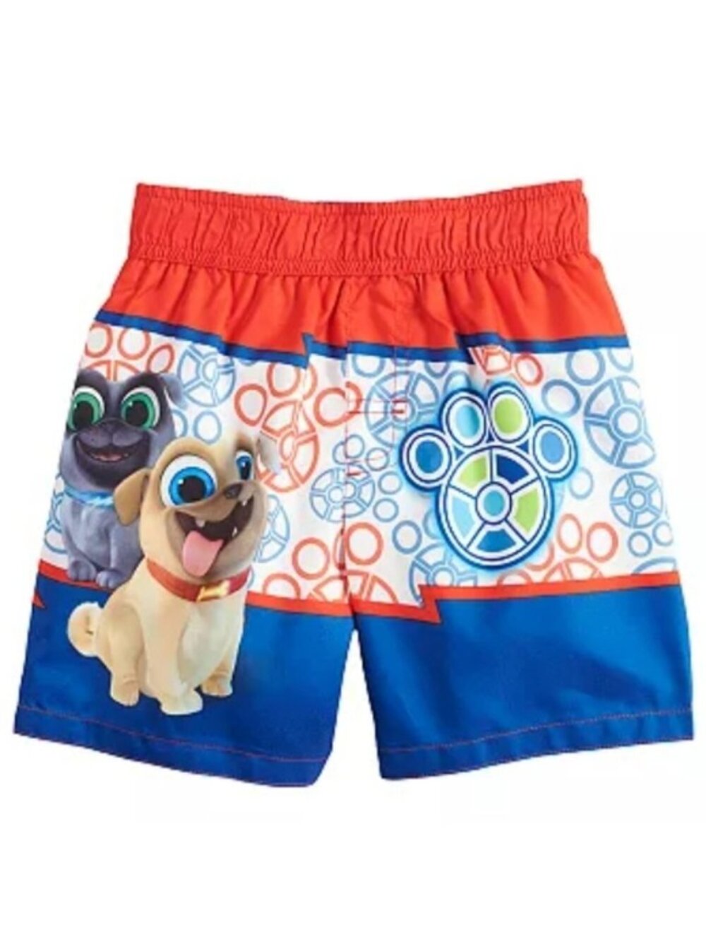 Disney Junior Puppy Dog Pals Swim Trunks Bingo Rolly, Red/Blue, 4T